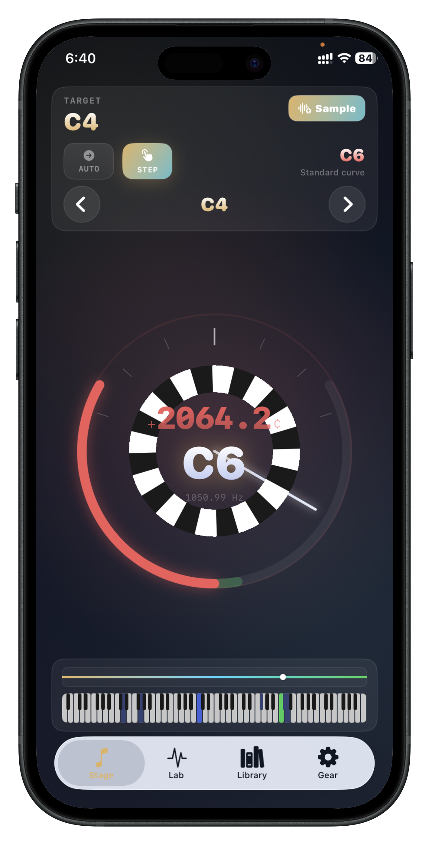 Tempera live tuning screen